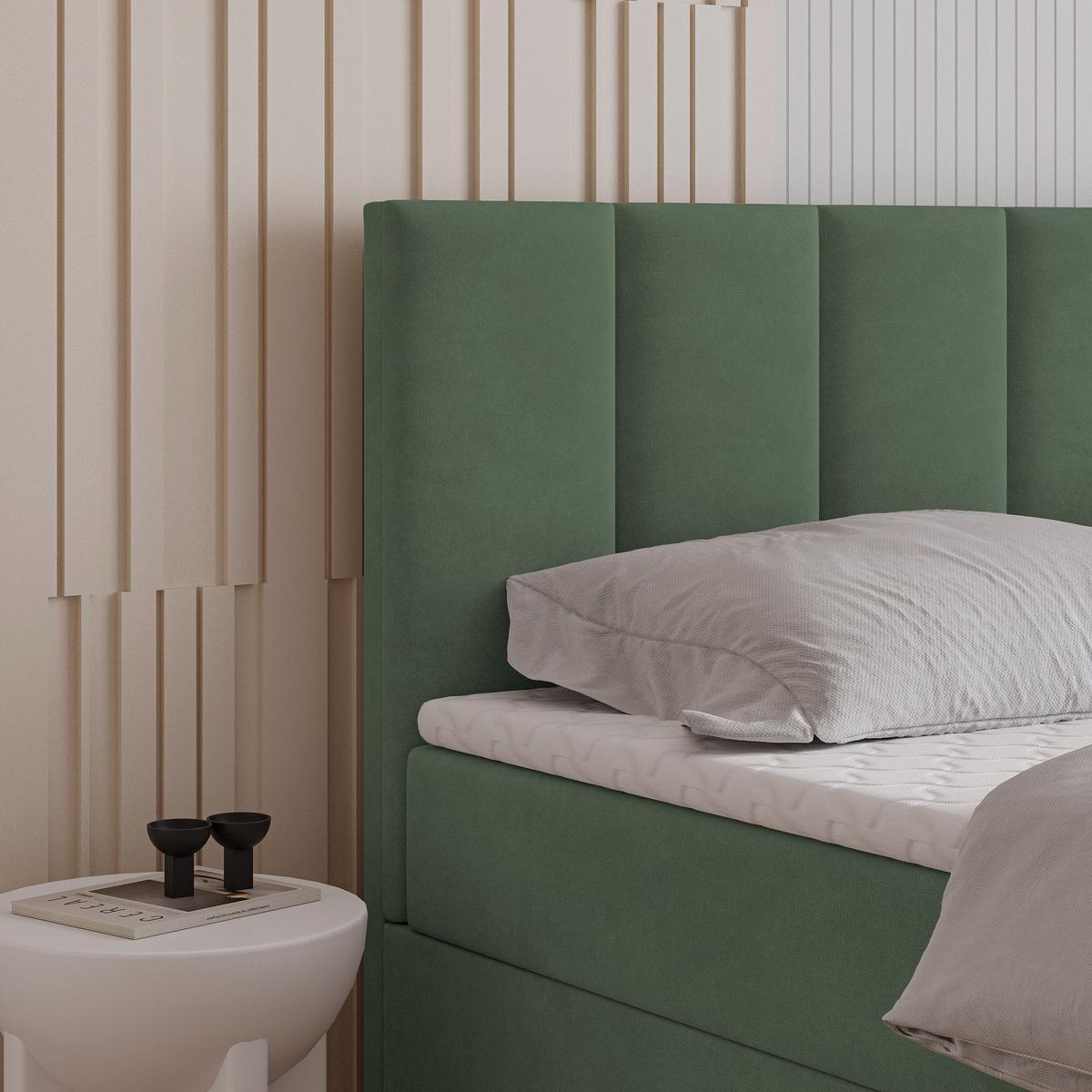 BOXBETT MERIL 160x200 cm mit Matratze und Topper - Grün - Grün, Holz (160/200cm) - MASSENO