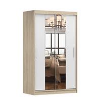 SCHWEBETÜRENSCHRANK Neomi 01 Sonoma Eiche/Weiß mit Spiegel 120 cm - Alufarben/Weiß, Holzwerkstoff/Kunststoff (120/200/61cm) - imoebel24