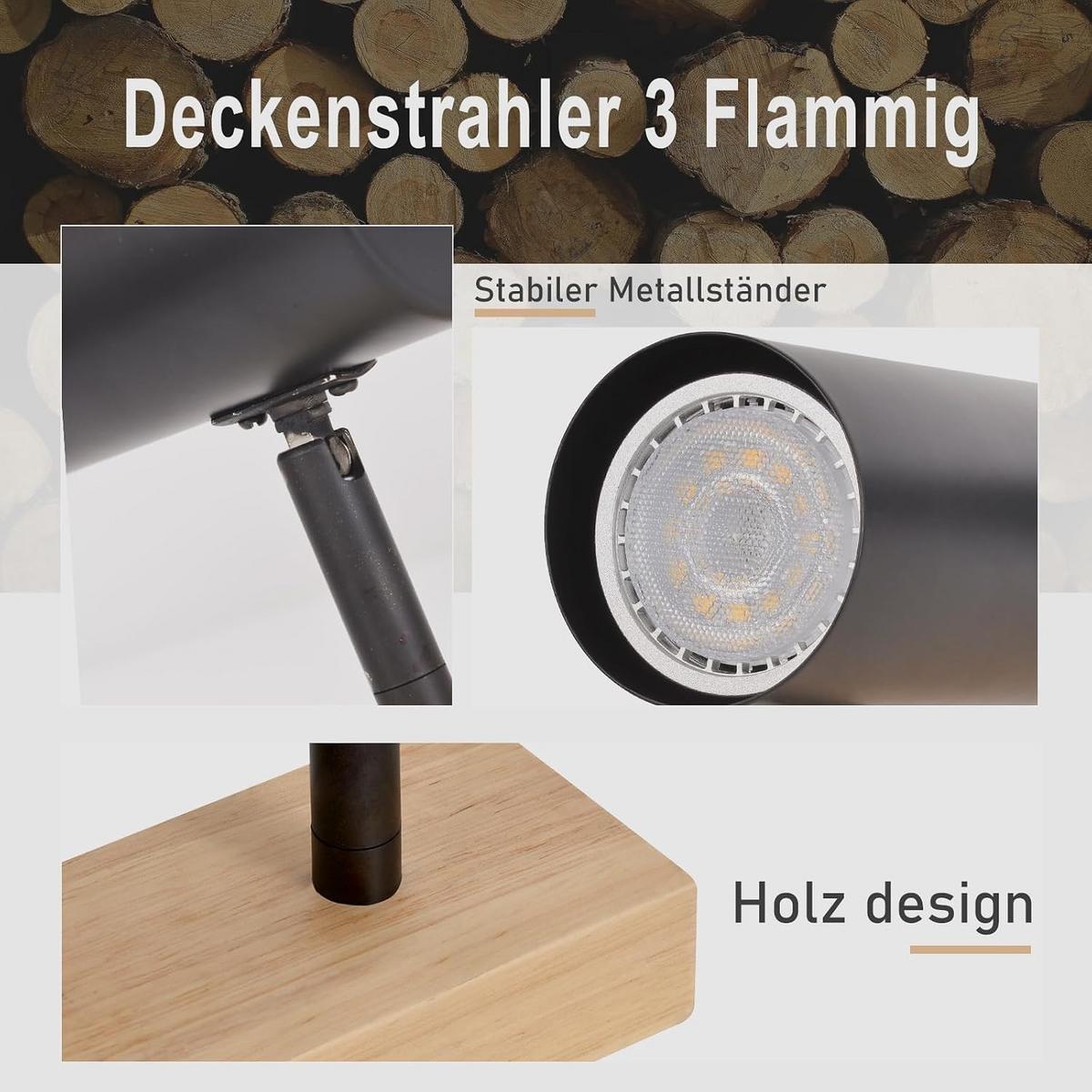 DECKENSTRAHLER Glühberg 10.5/14.3/41 cm - Schwarz, Metall (41/10.5/14.3cm) - ZMH