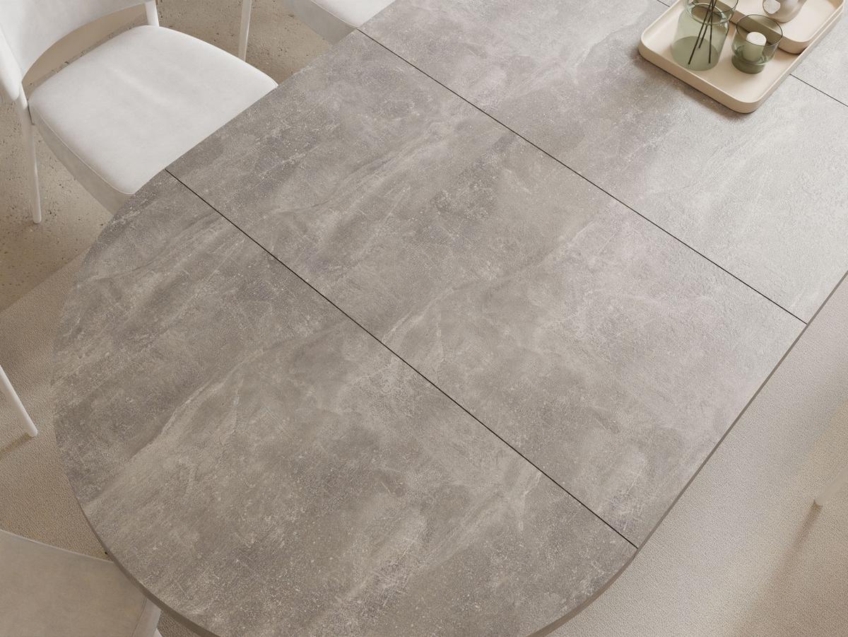 ESSTISCH Twixy XXL groß rund oval ausziehbar, Beton Grau 100-300/100/76 cm - Hellgrau/Weiß, Holz/Holzwerkstoff (100/300/76cm) - WFL GROUP