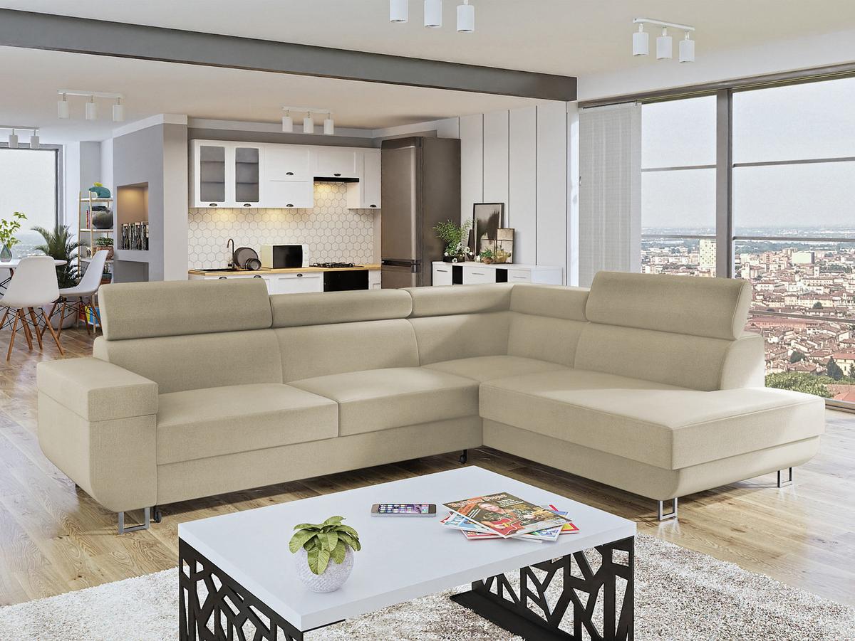 ECKSOFA Fonti, Seite: Rechts - Beige, Holz/Textil (253/188cm) - MIRJAN24