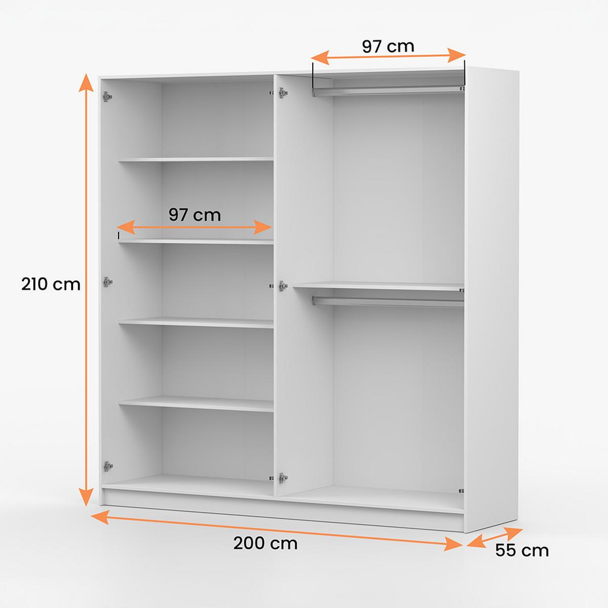 DREHTÜRENSCHRANK ROSA 4D 200/210/55 cm 4-türig Weiß - Goldfarben/Weiß, Holz/Holzwerkstoff (200/210/55cm) - imoebel24