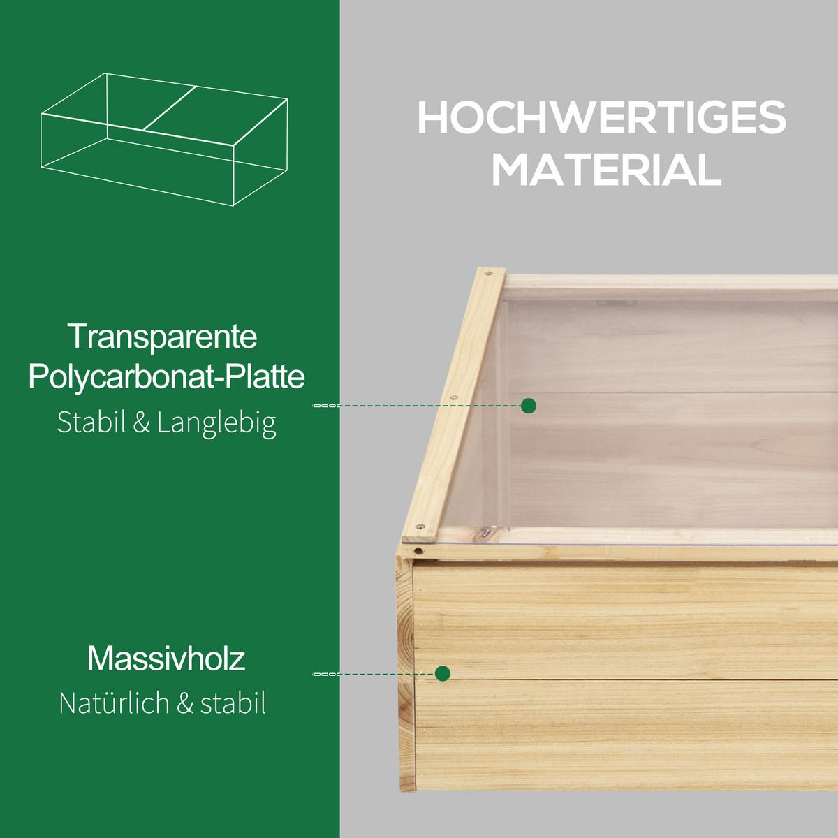 GEWÄCHSHAUS, Natur, Tanne, PC-Platte - Naturfarben, Holzwerkstoff (50/35/100cm) - Outsunny