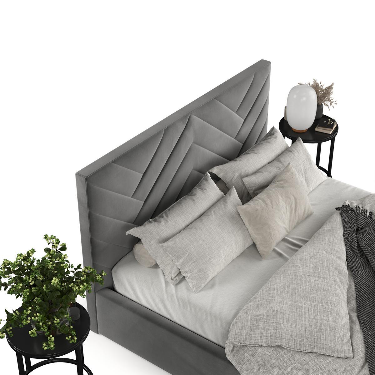 POLSTERBETT Arco 160/200 cm Grau im Kronos Stoff - Schwarz/Naturfarben, Holz/Holzwerkstoff (160/200cm) - AltaBeds