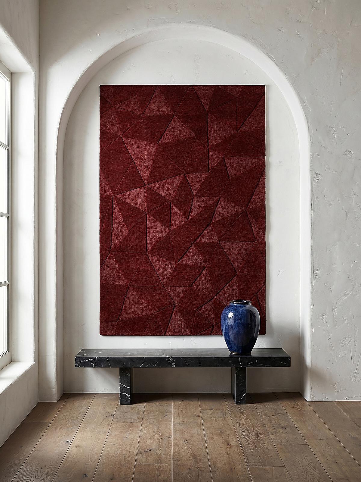 WOLLTEPPICH DEBEN, geometrisch, Rot, 120 x 170 cm - Rot, Textil (170/120cm) - KADIMA DESIGN