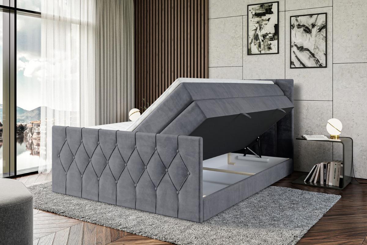 BOXSPRINGBETT VELANTO-Z KING - 180 x 200 - H3/H4 - Dunkelgrau - Dunkelgrau, Holzwerkstoff (180/200cm) - ALTDECOR