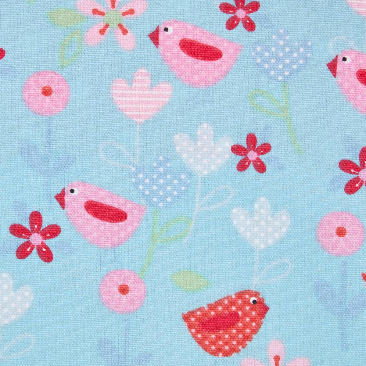 ÖSENVORHANG Vögel & Blumen blickdicht 2er-Set, 117/137 cm - Blau, Textil (117/137cm) - Homescapes