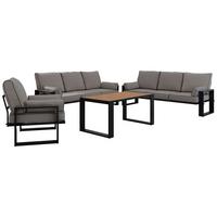 GARTENMÖBEL-SET ELBA: 1x Tisch, 2x Sofa, 1x Sessel - Grau - Grau, Textil - MKS