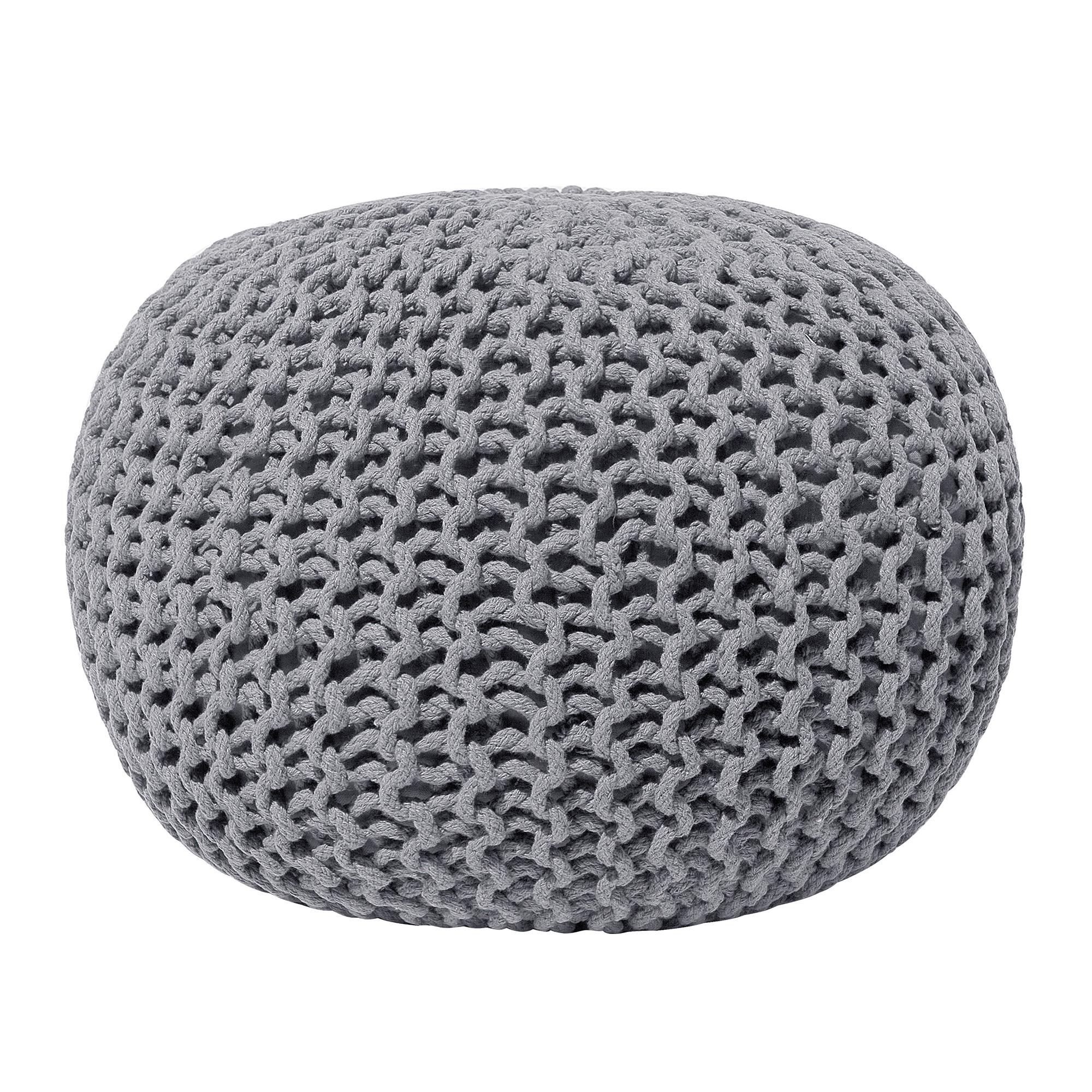 POUF Conrad 50/50/35 cm - Grau, Naturmaterialien/Textil (50/35/50cm) - Beliani
