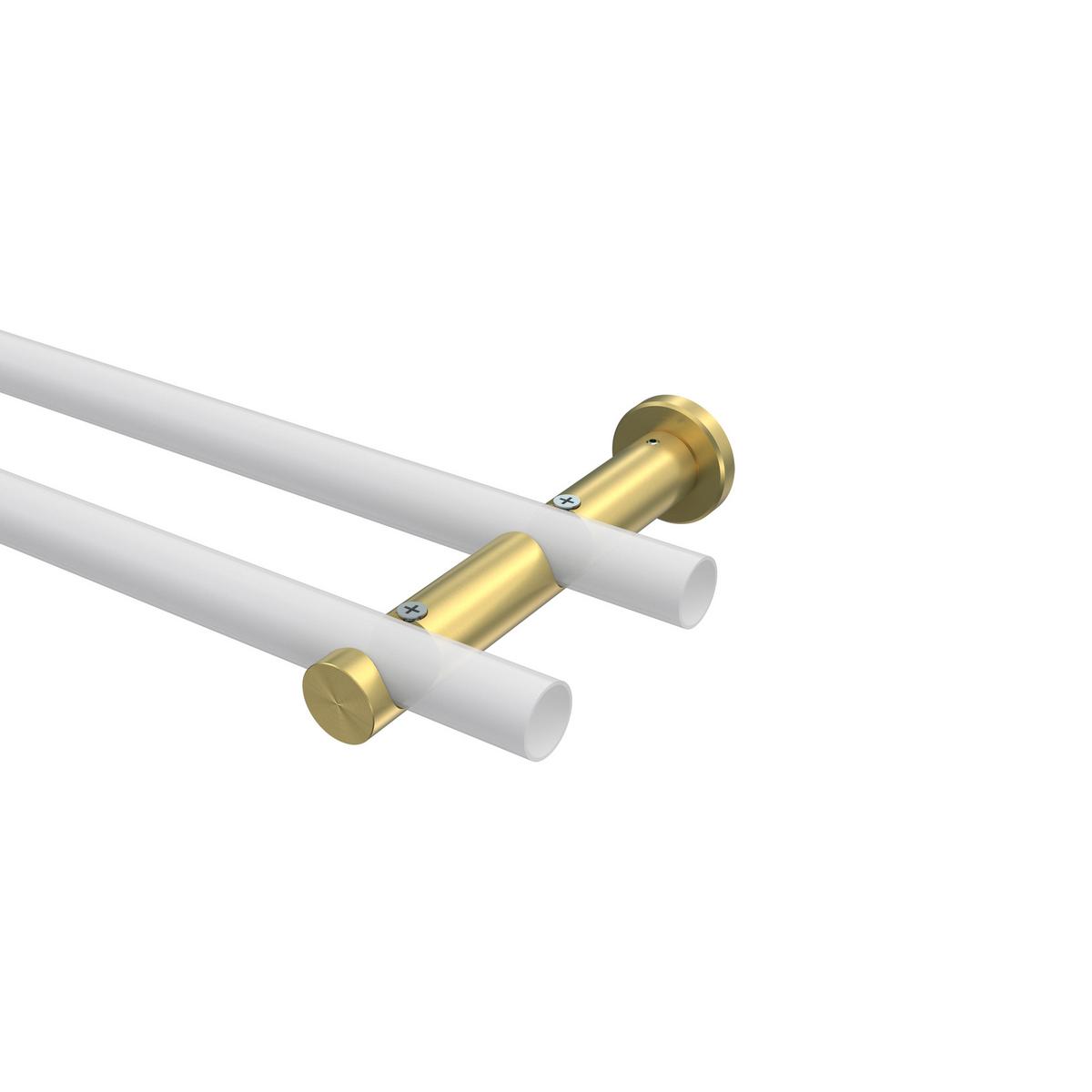 TRÄGER FÜR GARDINENSTANGEN 20 mm Ø, Platon 2-läufig, Messing-Optik - Messingfarben, Metall (16/4/4cm) - INTERDECO
