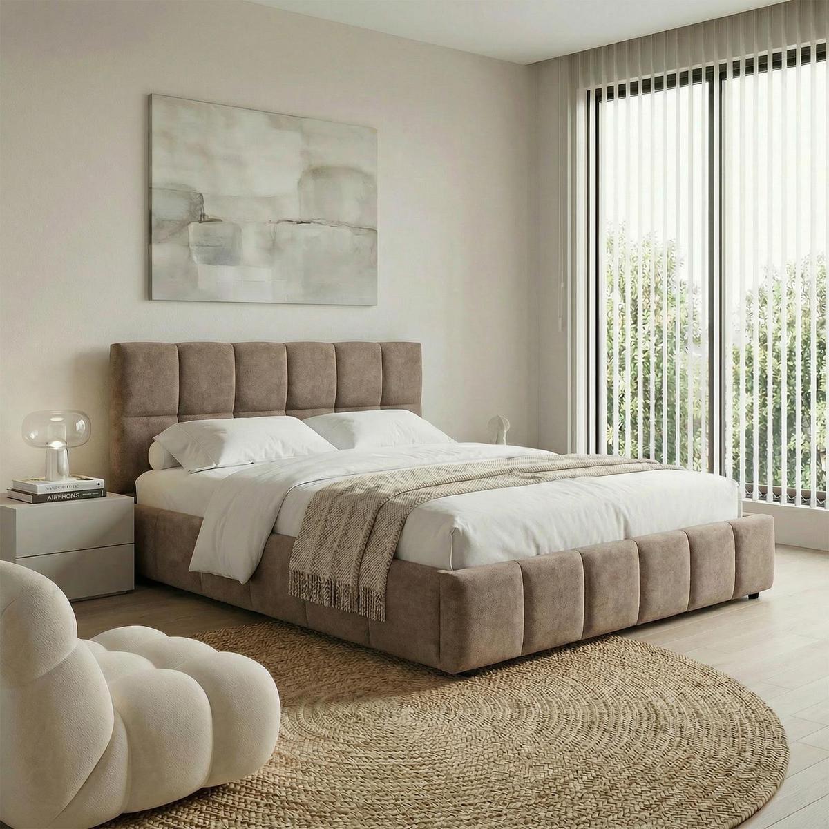 POLSTERBETT EMILIA 180x200 cm braun - Braun, Textil (180/200cm) - IDIMEX