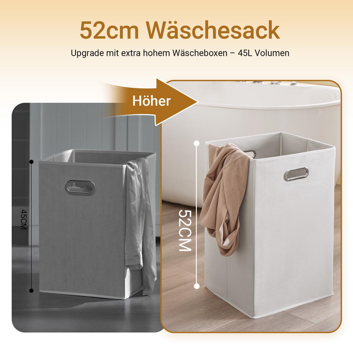 HOCHSCHRANK mit Wäschesack 40x38x180cm - Weiß, Holzwerkstoff (40/180/38cm) - SoBuy