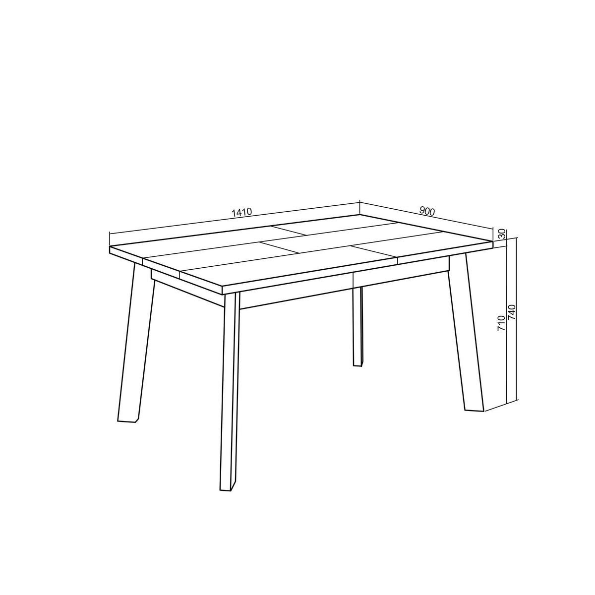 ESSTISCH für 6 Gäste, eiche, schwarz, 140/90/75cm - Eichefarben/Schwarz, Holzwerkstoff (90/140/75cm) - Skraut Home