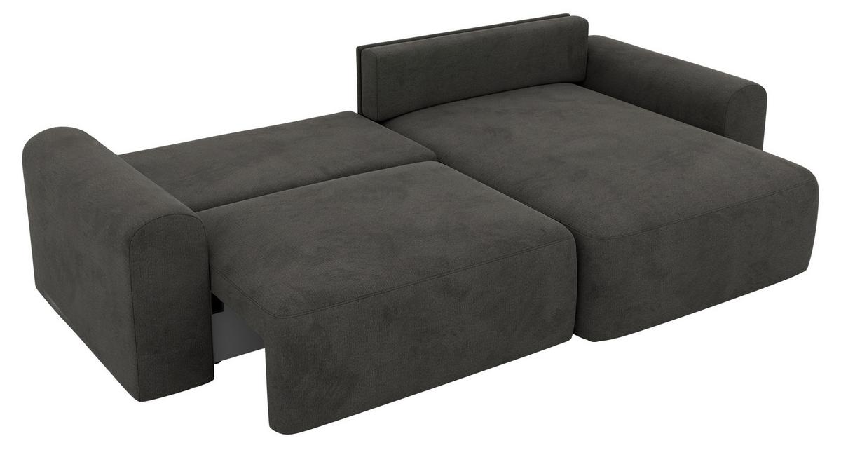 ECKSOFA NEKSON L - Dunkelgrau Velvet - Dunkelgrau/Schwarz, Kunststoff/Textil (274/152cm) - MKS