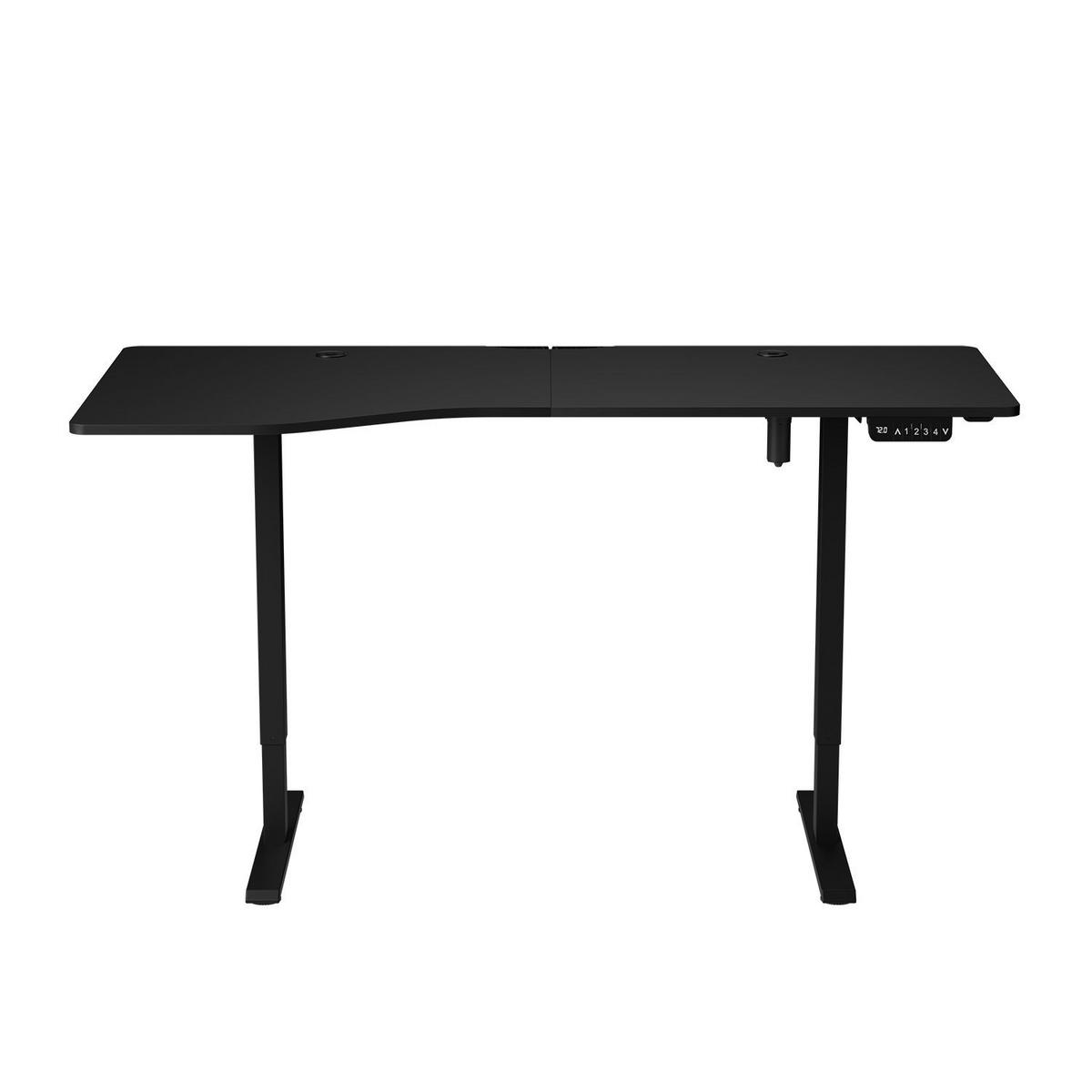 SCHREIBTISCH Office Stand schwarz 160x75 cm höhenverstellbar - Schwarz, Holz (60/160/117cm) - Juskys