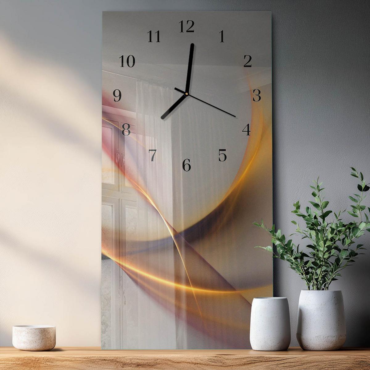 WANDUHR aus Glas 30x60 cm - Abstraktion - Beige, Glas (30/60/0.4cm) - TULUP