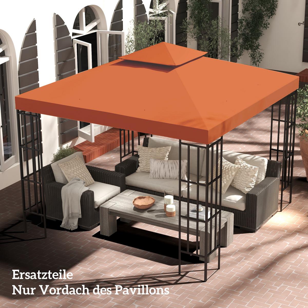 PAVILLONDACH, Polyester, Rostrot - Rot, Kunststoff (300/18/300cm) - Outsunny