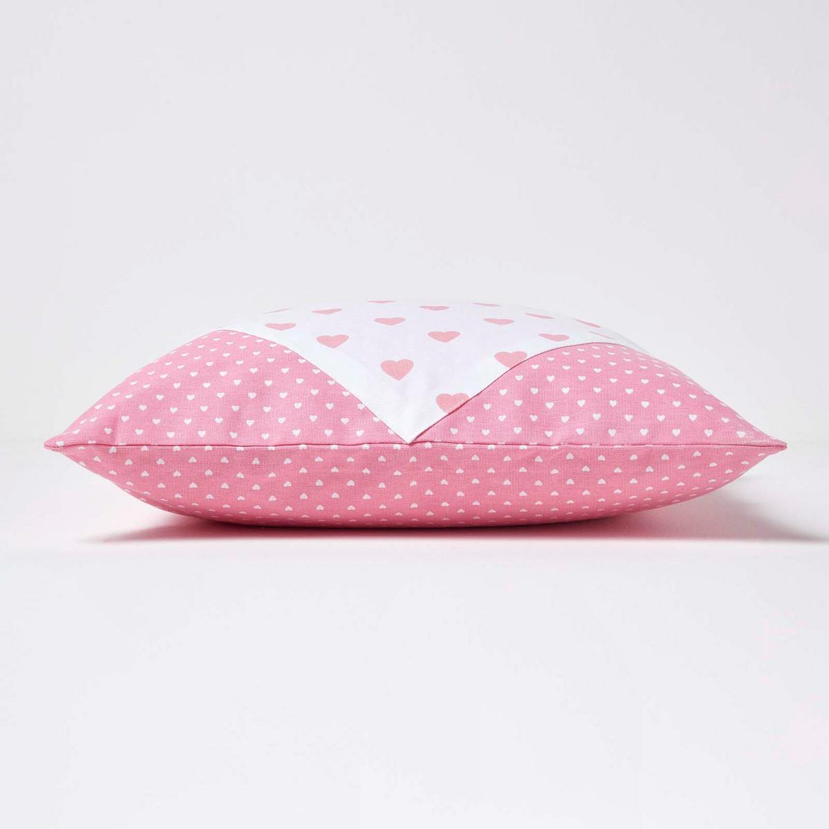 PATCHWORK-KISSENHÜLLE Herzen 45/45 cm - Rosa, Textil (45/45cm) - Homescapes