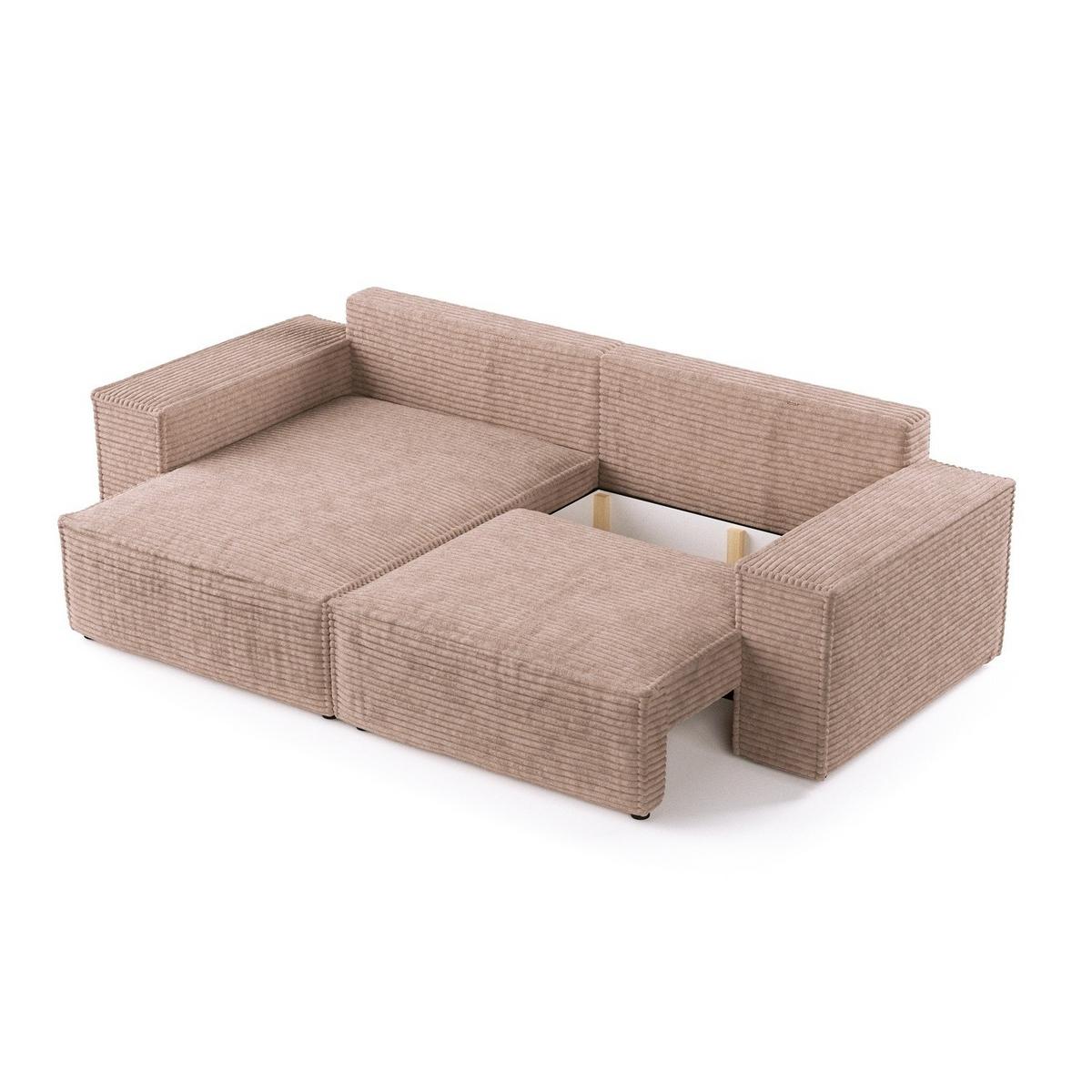 ECKSOFA CAVO mit Schlaffunktion Beige im Tilia Stoff - Beige/Schwarz, Holz/Holzwerkstoff (255/148cm) - AltaBeds