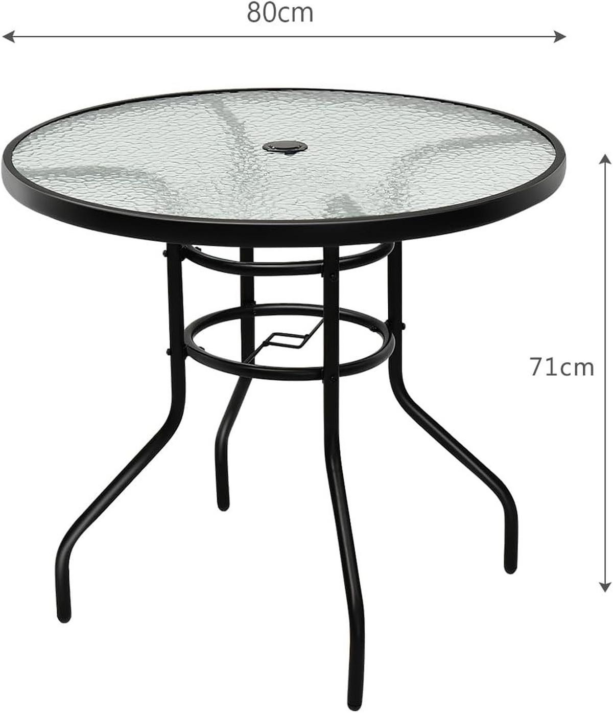 GARTENTISCH Schwarz - Schwarz, Metall (80/80/71cm) - COSTWAY