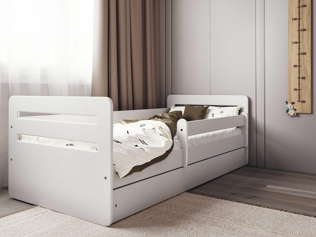 KINDERBETT Tomi mit Schublade und Matratze Weiß 90/65/164 - Weiß, Holzwerkstoff (80/160cm) - RAUMHIRSCH FURNITURE