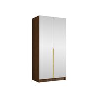 KLEIDERSCHRANK Bono III - Goldfarben/Nussbaumfarben, Holzwerkstoff/Metall (100/215/58cm) - MIRJAN24
