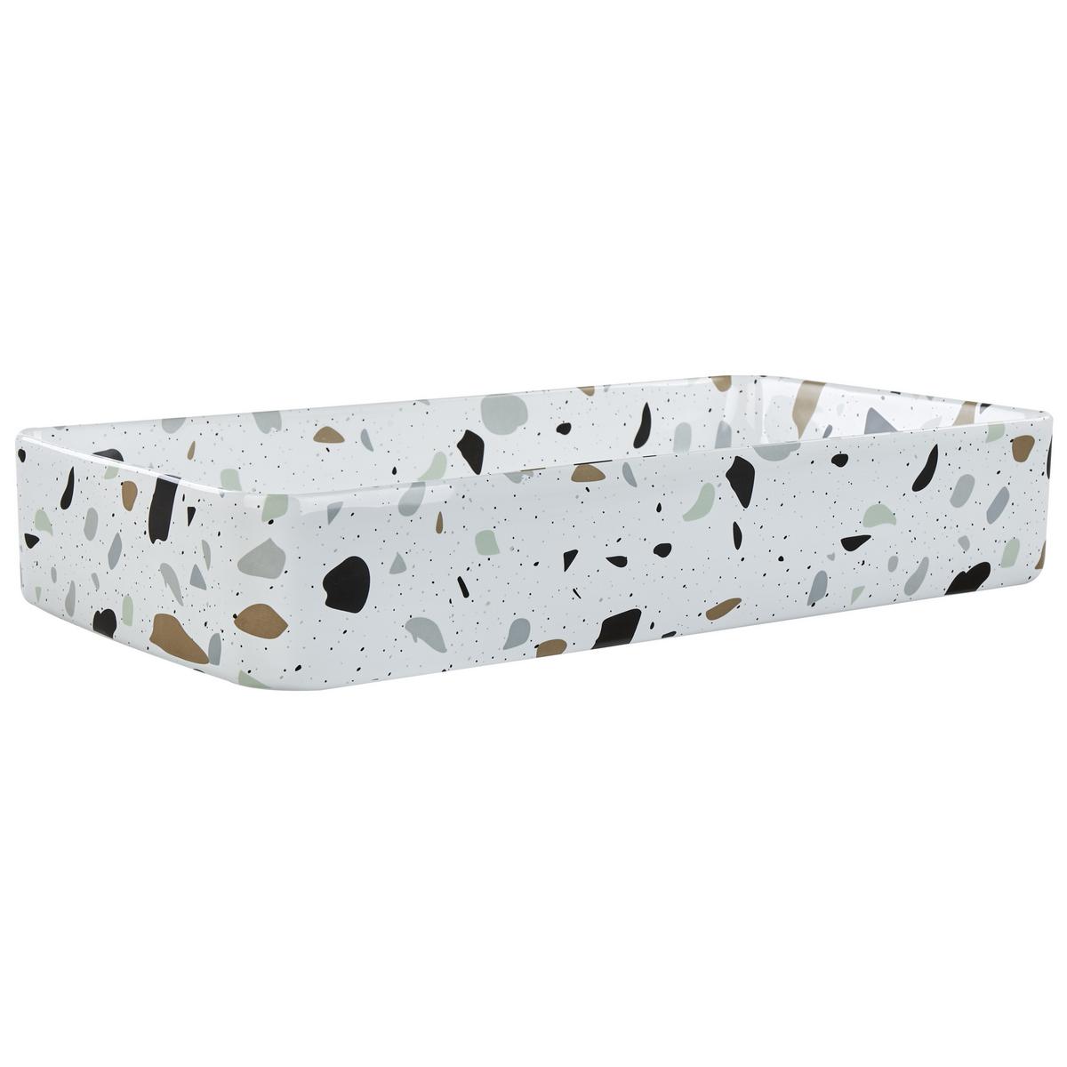 AUFSATZWASCHBECKEN Terrazzo Weiß 61/35 cm Keramik Nules - Weiß, Keramik (61/11/35cm) - Beliani