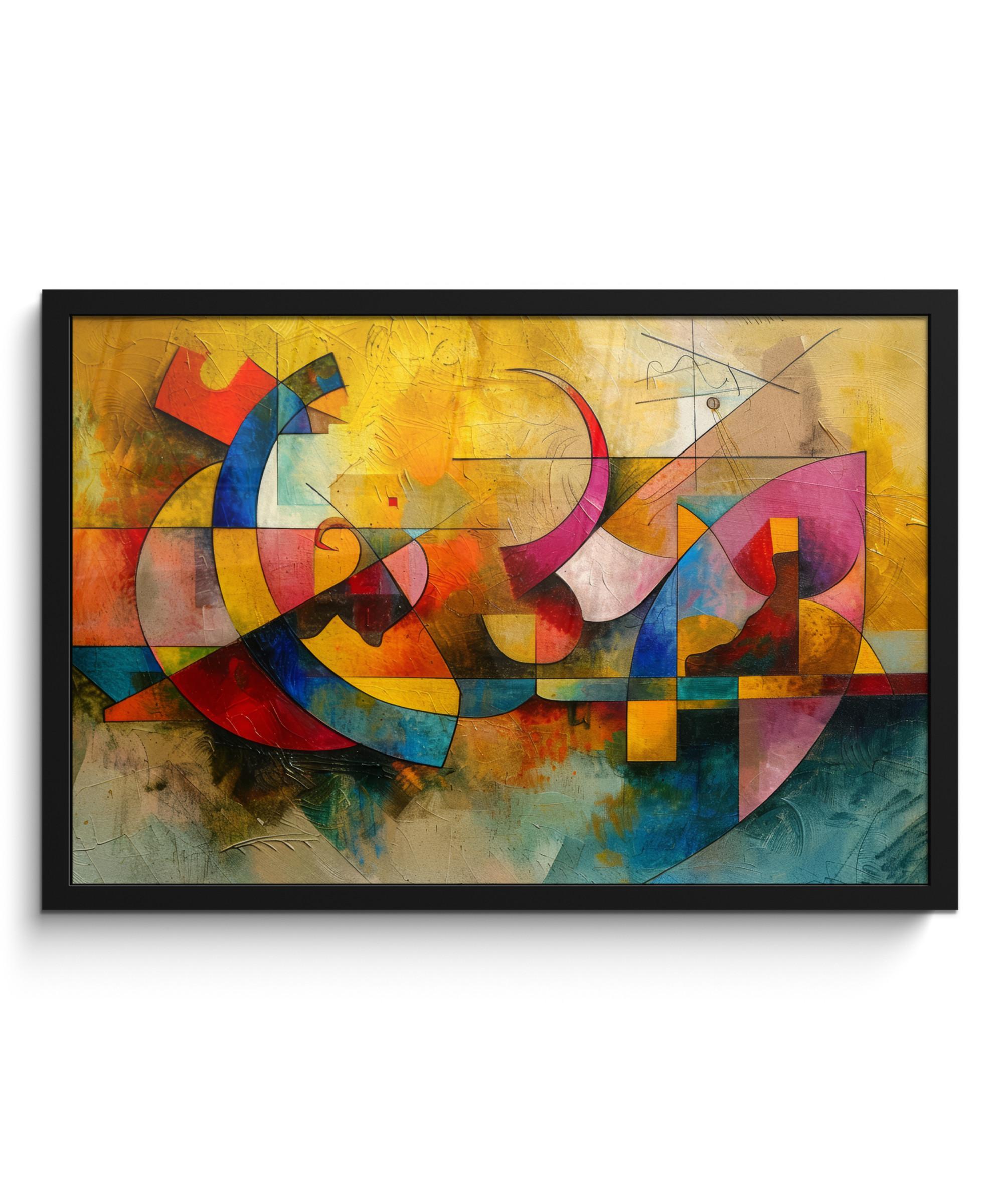 POSTER MIT RAHMENGERAHMTES BILD Kunst - Abstrakt - Modern 60x40 cm - Gelb, Papier (60/40cm) - MuchoWow