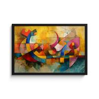 POSTER MIT RAHMENGERAHMTES BILD Kunst - Abstrakt - Modern 60x40 cm - Gelb, Papier (60/40cm) - MuchoWow