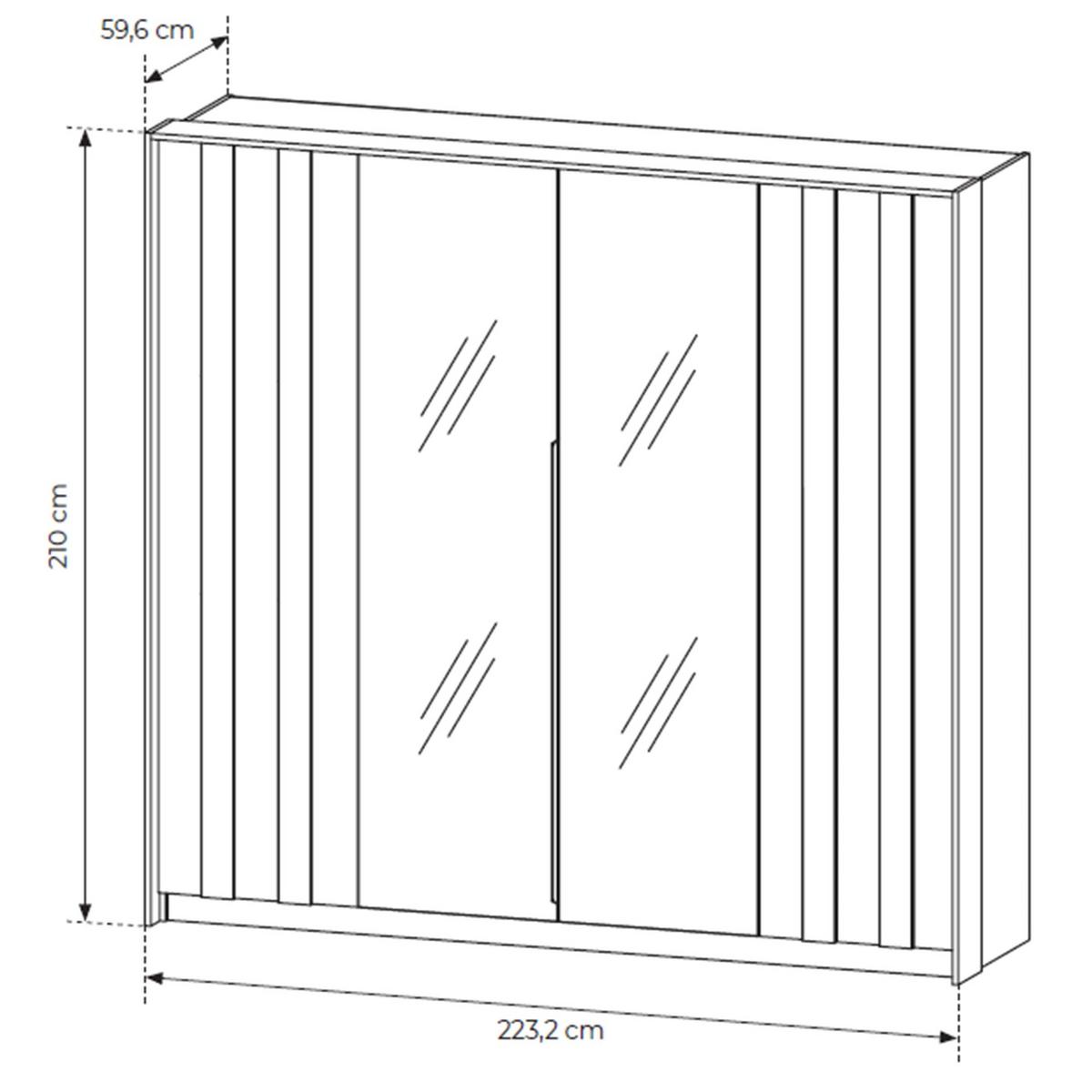 KLEIDERSCHRANK Amaro 223 cm - Eichefarben/Schwarz, Holzwerkstoff/Metall (223.2/210/59.6cm) - Selsey