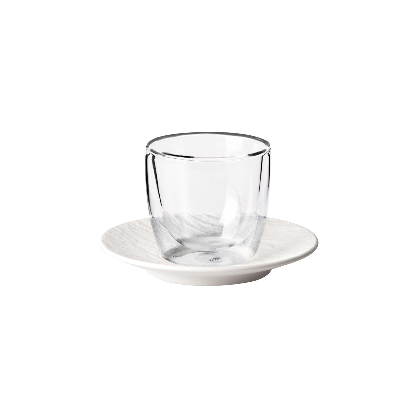 ESPRESSOGLAS MIT UNTERTASSE Manufacture Rock weiß 70 ml - Weiß, Glas/Keramik (0.07L) - Villeroy & Boch