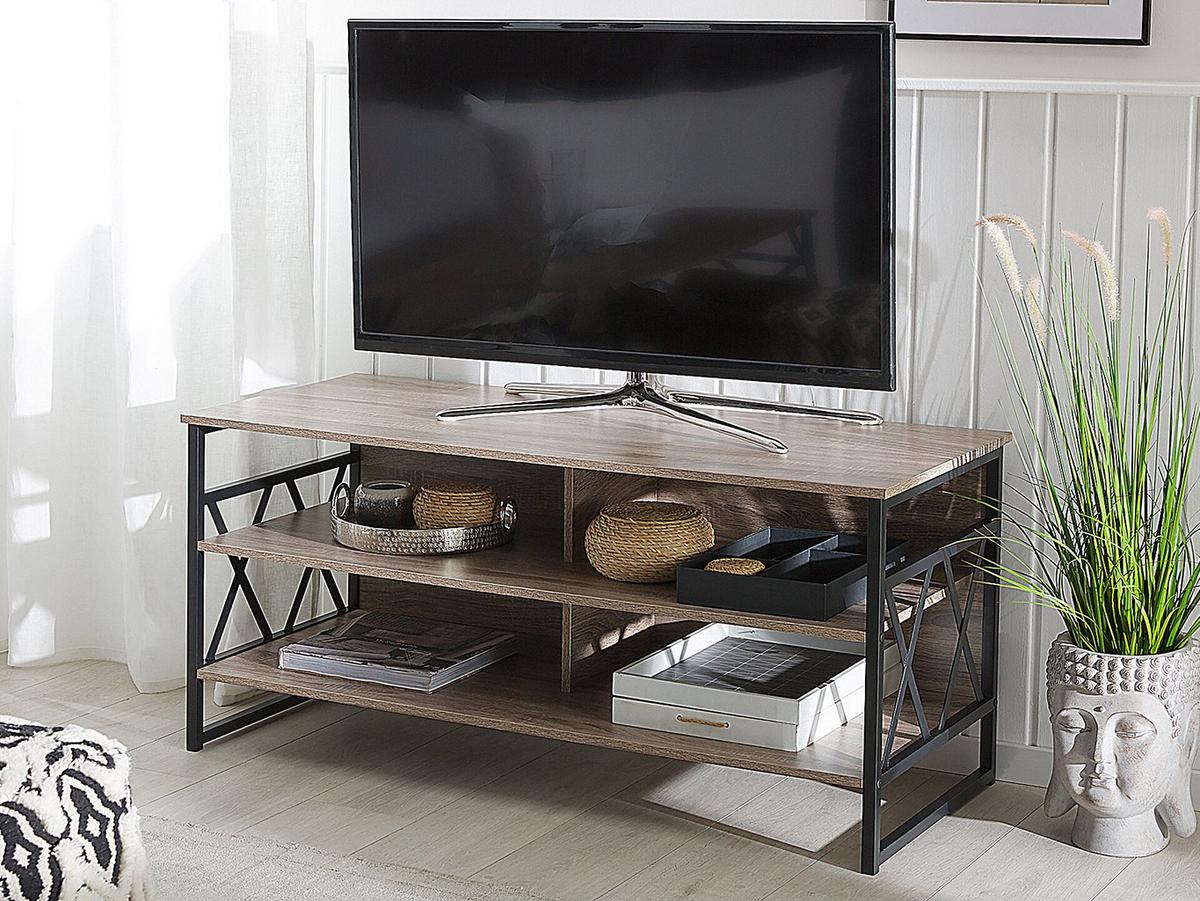 TV-MÖBEL Dunkelbraun, Schwarz CARLISLE 51/120/56 cm - Dunkelbraun, Holzwerkstoff (120/56/51cm) - Beliani