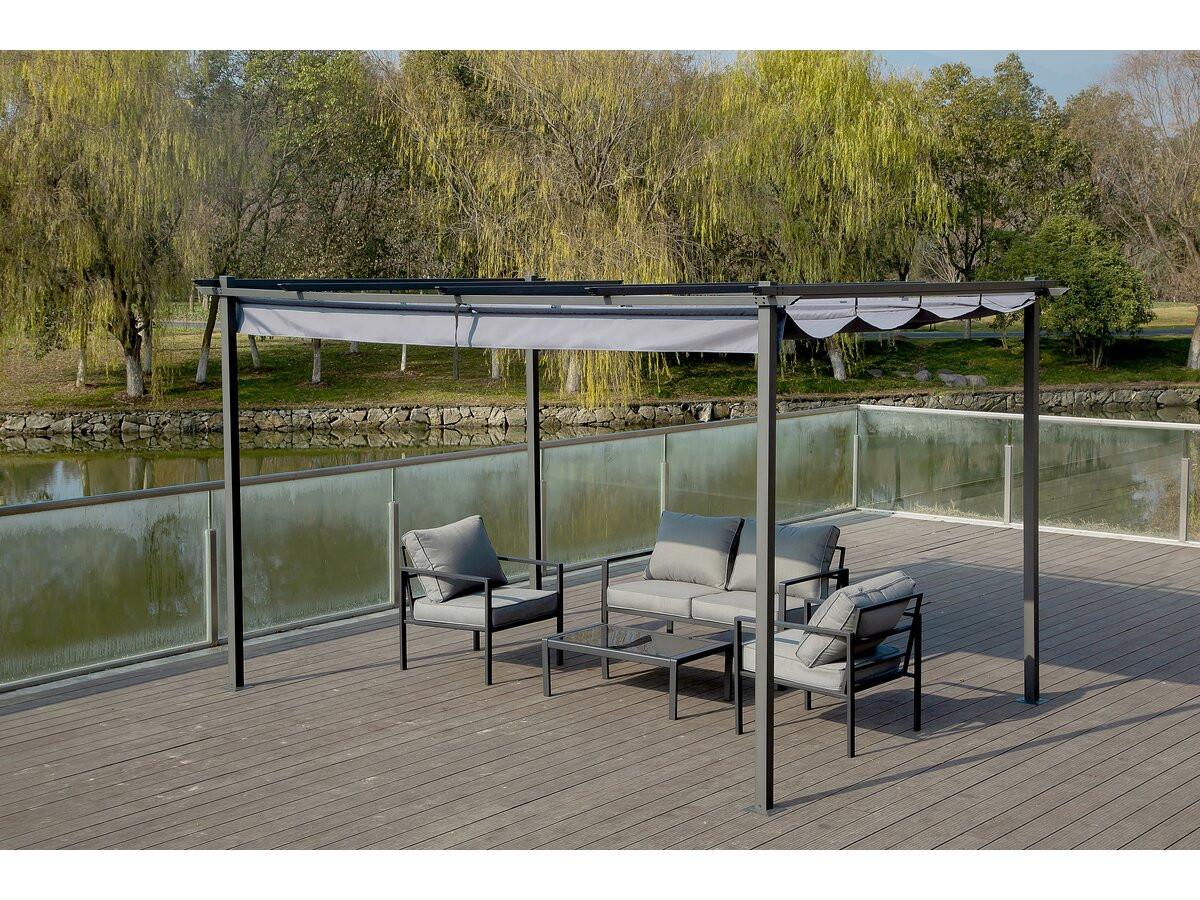 PERGOLA - MARKISE pergola en métal avec toit rétractable - 3 x 4 m - gris anthracite Anthrazit - Grau, Metall (295/231/395cm) - Habitat Garten