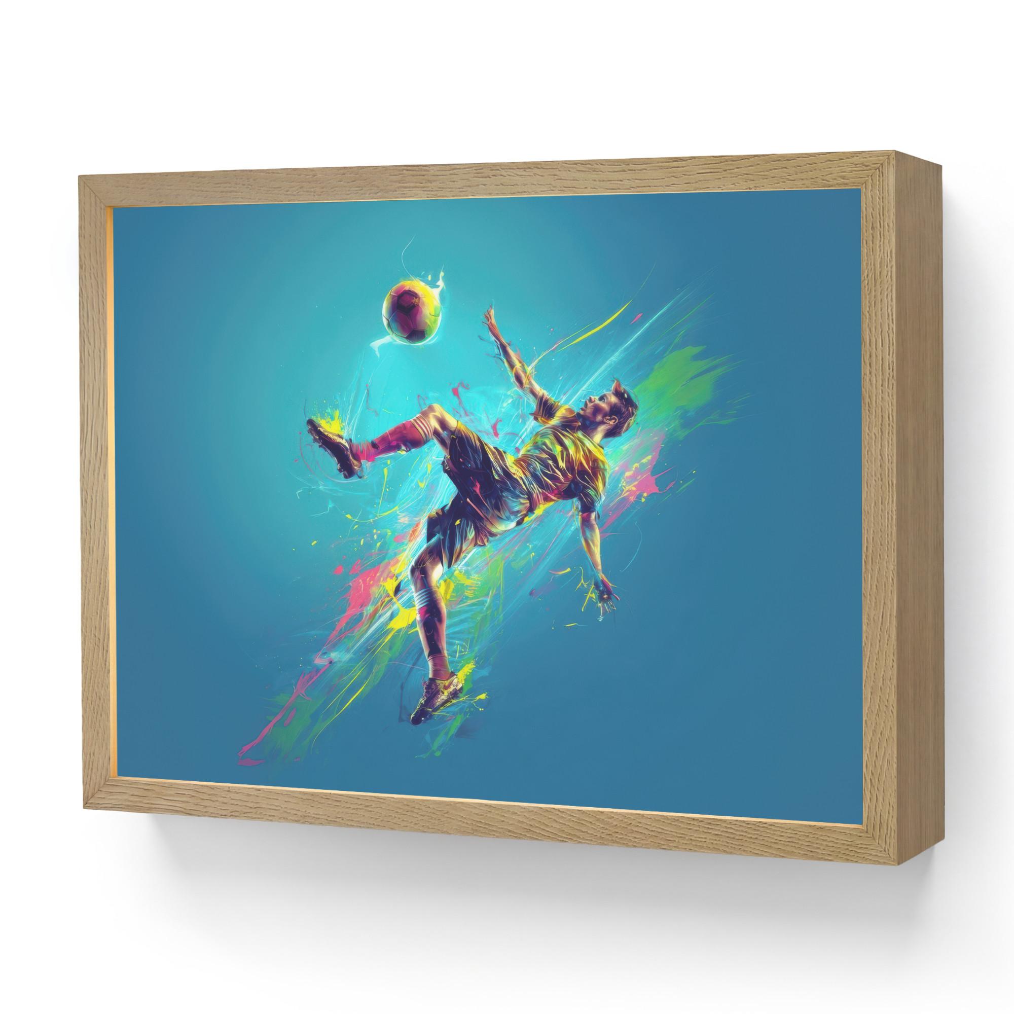 NACHTTISCHLAMPE MIT AKKU Fußballer - Farbspritzer - Farbenfroh - Ball 40x30 cm - Blau, Holzwerkstoff (8/40/30cm) - OnlyWow