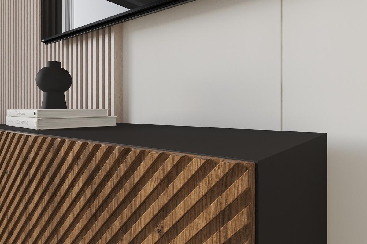 LOWBOARD ZENO-W 100x40x40 cm - Schwarz / Katania - Eiche Wotan, Holzwerkstoff (100/40/40cm) - ALTDECOR