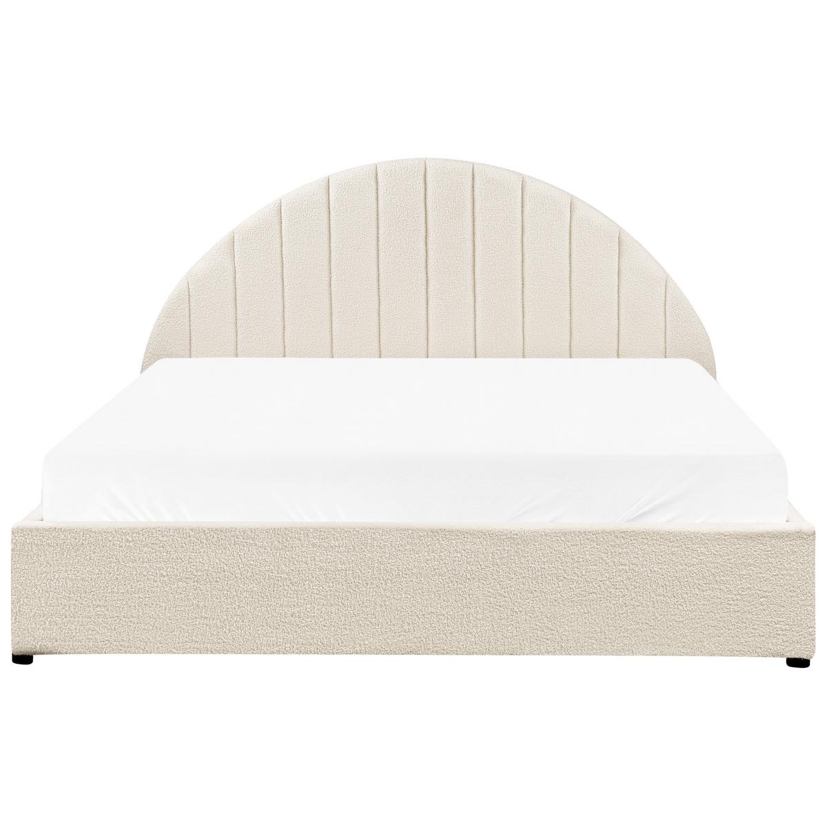 BETT mit Stauraum 160/200 cm Cremeweiß Chadenet - Weiß, Textil (160/200cm) - Beliani