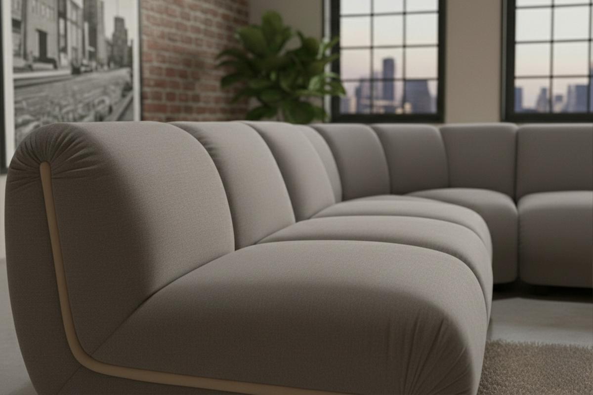 MODULSOFA LAYLA Taupe Velvet - Taupe/Schwarz, Buchenholz/Textil (305/305cm) - KAWOLA