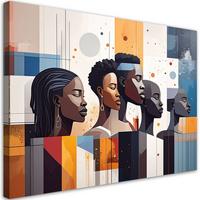 LEINWANDBILD Menschen Afrika Abstrakt 100x70cm - Multicolor, Textil (100/70cm) - Feeby