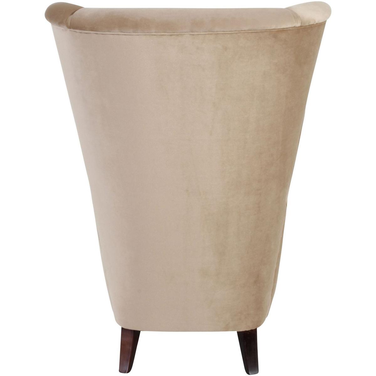 HOCHLEHNSESSEL Kailey Bezug Samtvelours Buche nussbaum dunkel / sand - Sandfarben, Kunststoff (96/122/89cm) - 58aufmkessel