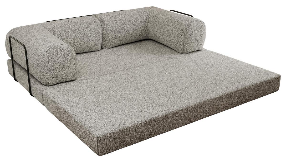 3-SITZER SOFA ORSETTO - Hellgrau Stukture - Hellgrau/Schwarz, Textil/Metall (200/70/100cm) - MKS