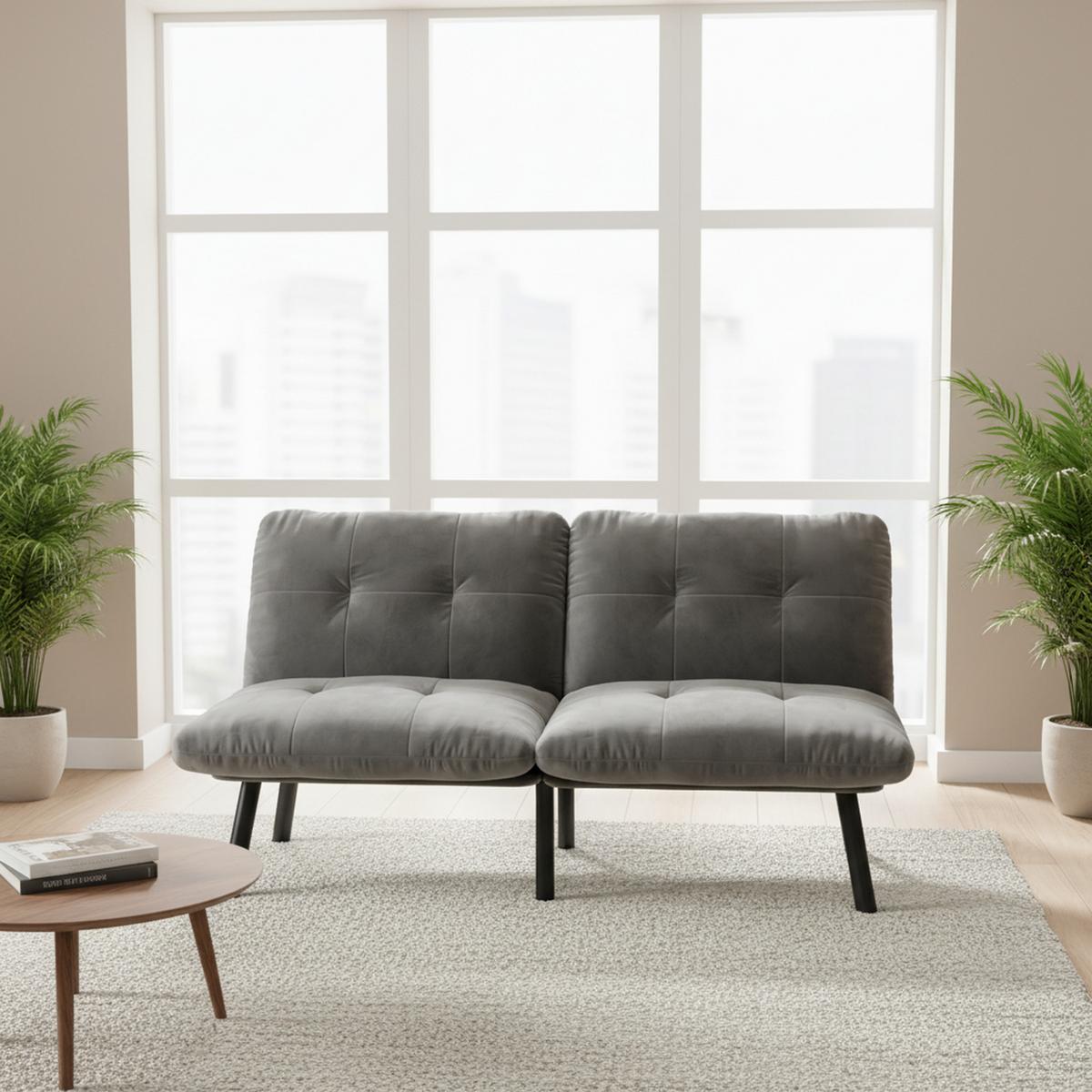 SCHLAFSOFA/SCHLAFSOFA aus Samtstoff, Grau - Grau, Textil (81/78/160cm) - Urban Meuble