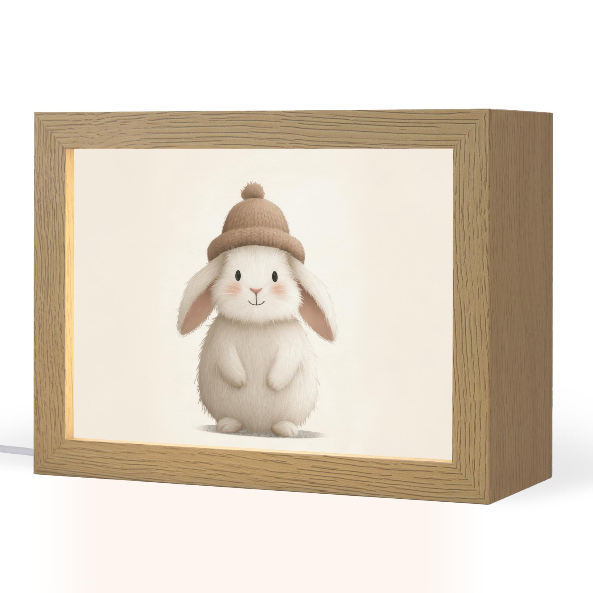 NACHTTISCHLAMPE Kaninchen - Hut - Ohren - Beige 20x15 cm - Creme, Holzwerkstoff (8/20/15cm) - OnlyWow
