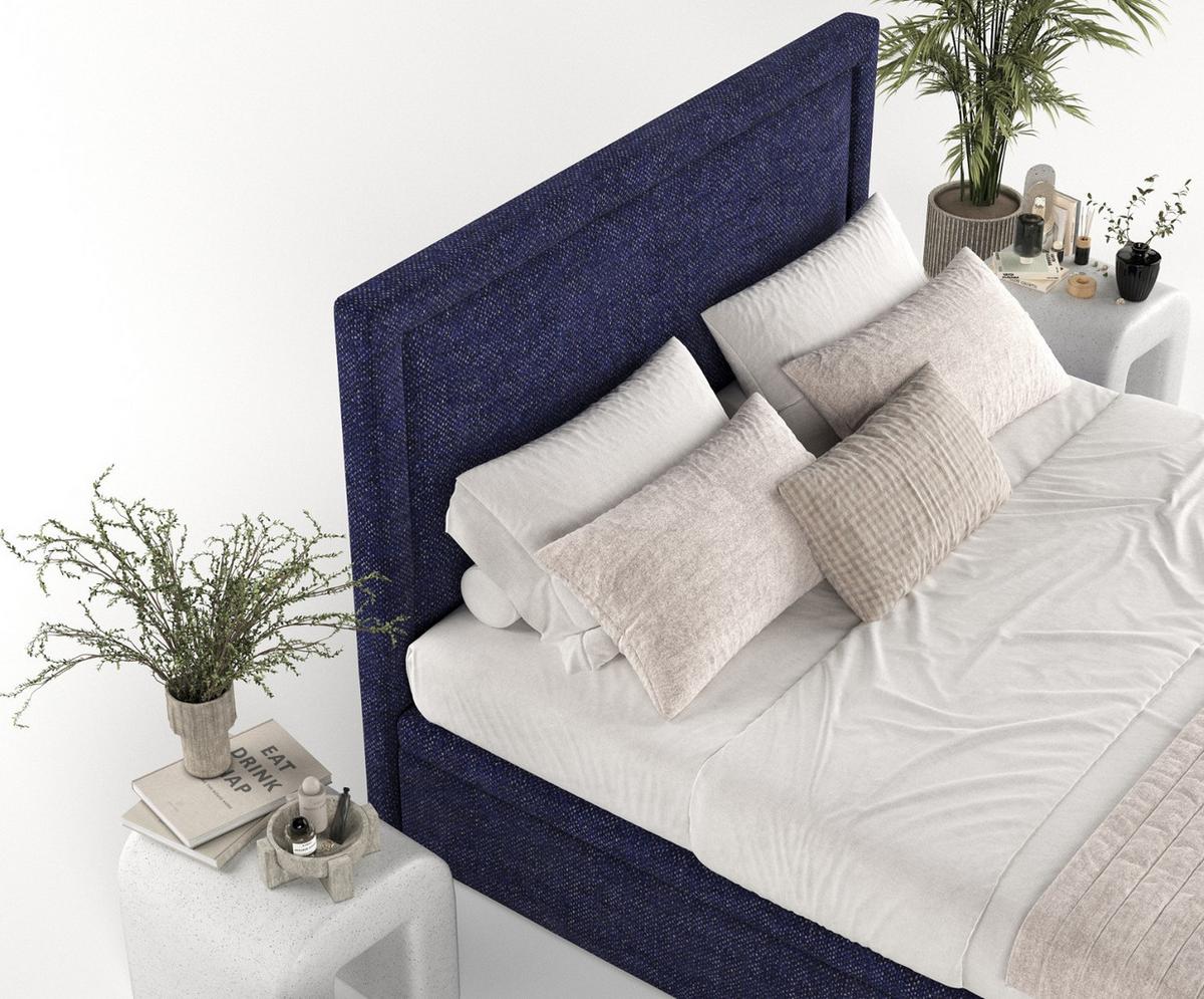 POLSTERBETT Salma mit Stauraum 120/200 cm Marineblau im Alta Stoff - Schwarz/Dunkelblau, Holz/Holzwerkstoff (120/200cm) - AltaBeds