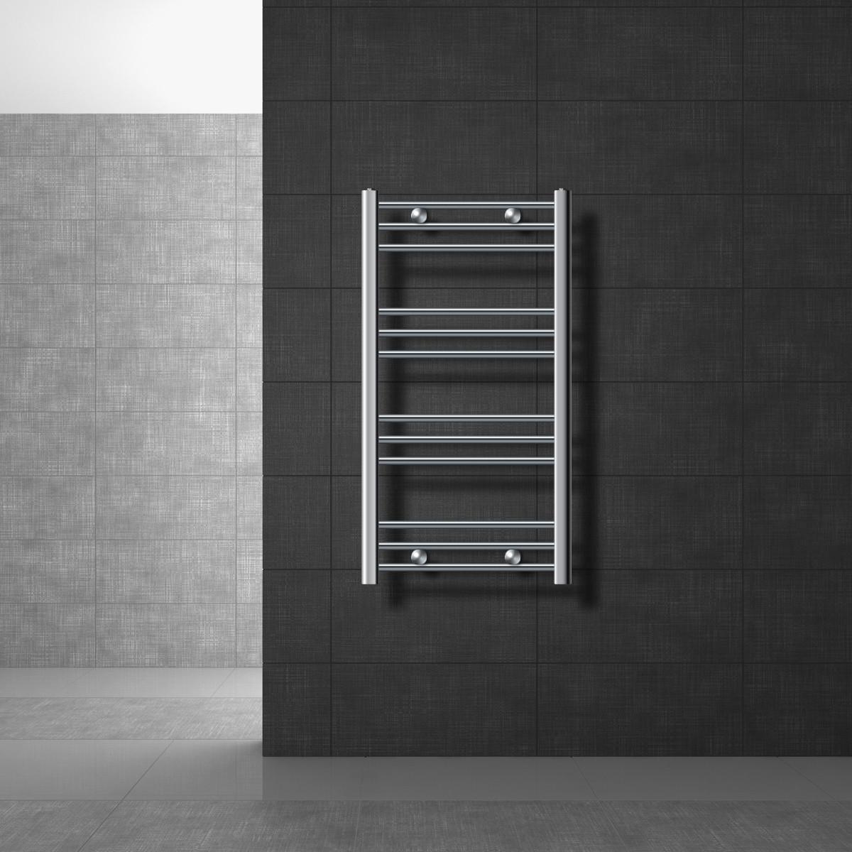 BADHEIZKÖRPER elektrisch Sahara 500x800 mm Chrome gebogen mit Heizstab 600W Digital - Chromfarben, Metall (50/80/3cm) - LuxeBath