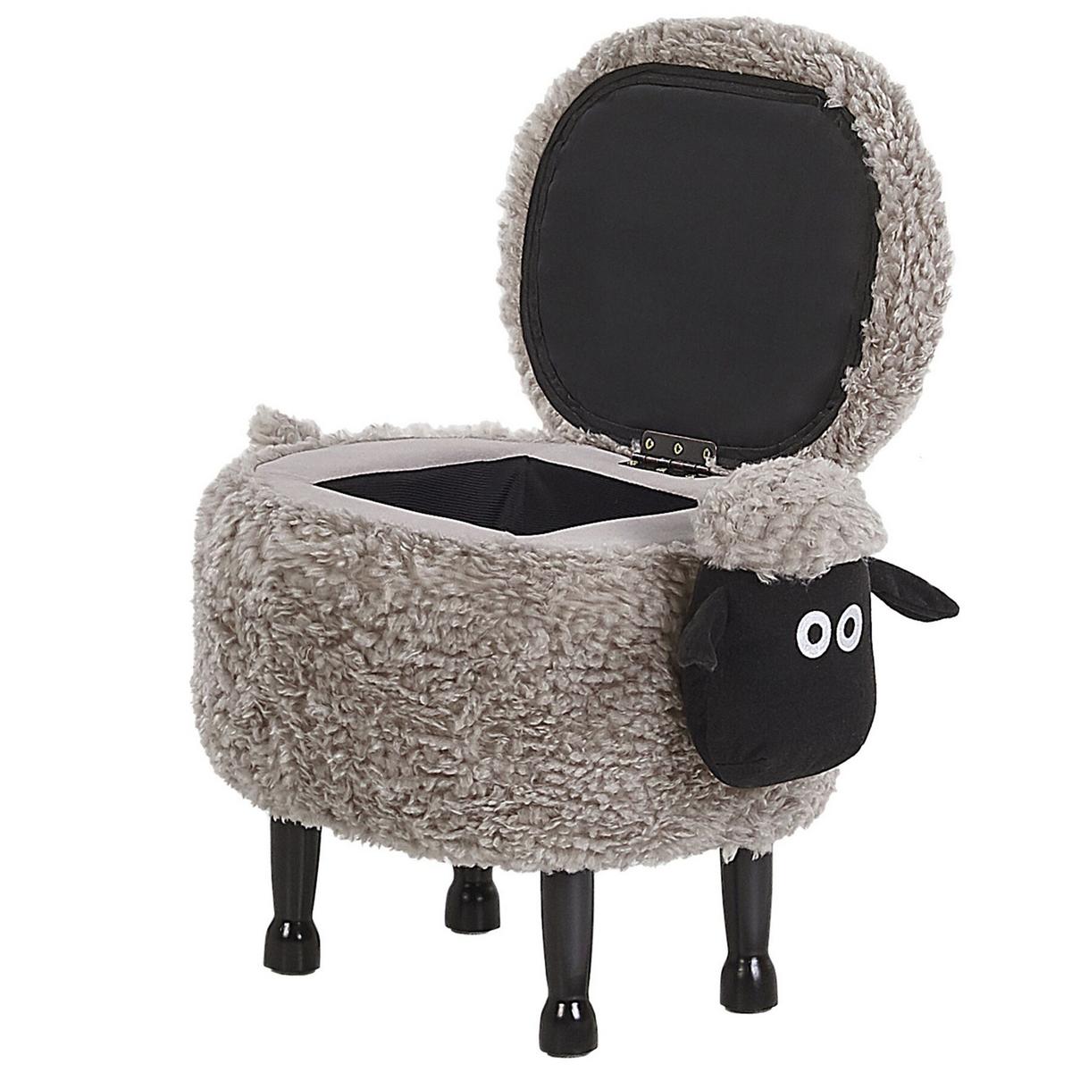 TIERHOCKER Grau Sheep 35/55/40 cm - Grau, Kunststoff/Textil (55/40/35cm) - Beliani
