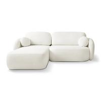 ECKSOFA AMICO L-S Creme Geflochtener Stoff mit Schlaffunktion - Creme, Holz (248/174cm) - MASSENO