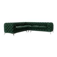 ECKSOFA Chesterfield Laura Flasche Grün Samt - Smaragdgrün/Silberfarben, Holz/Textil (264/264cm) - S-Style Möbel
