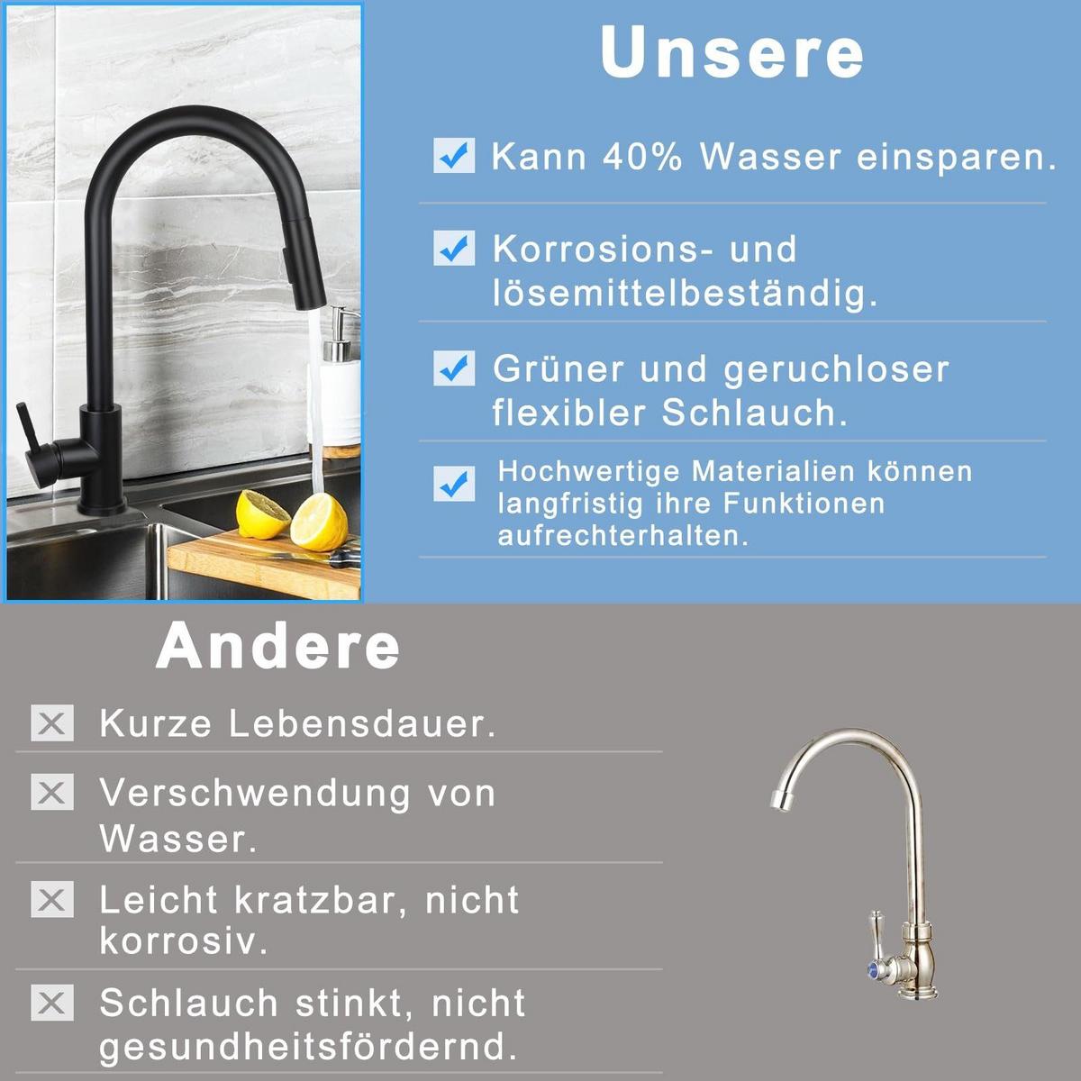 KÜCHENARMATUR Alwinw 5/43/27 cm - Schwarz, Metall (5/43/27cm) - ZMH