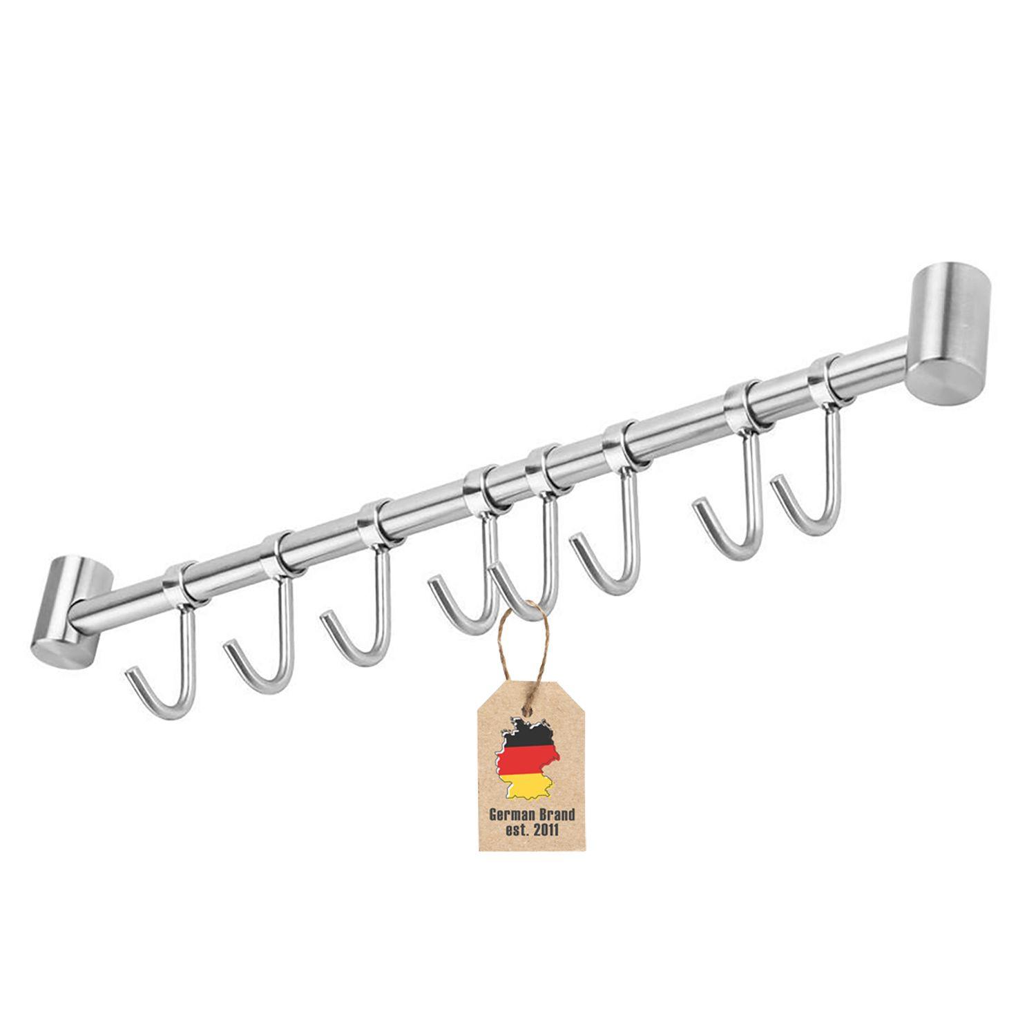 KÜCHEN HÄNGELEISTE mit 8 Haken - Silberfarben, Metall (3.4/2.2/47.7cm) - Intirilife