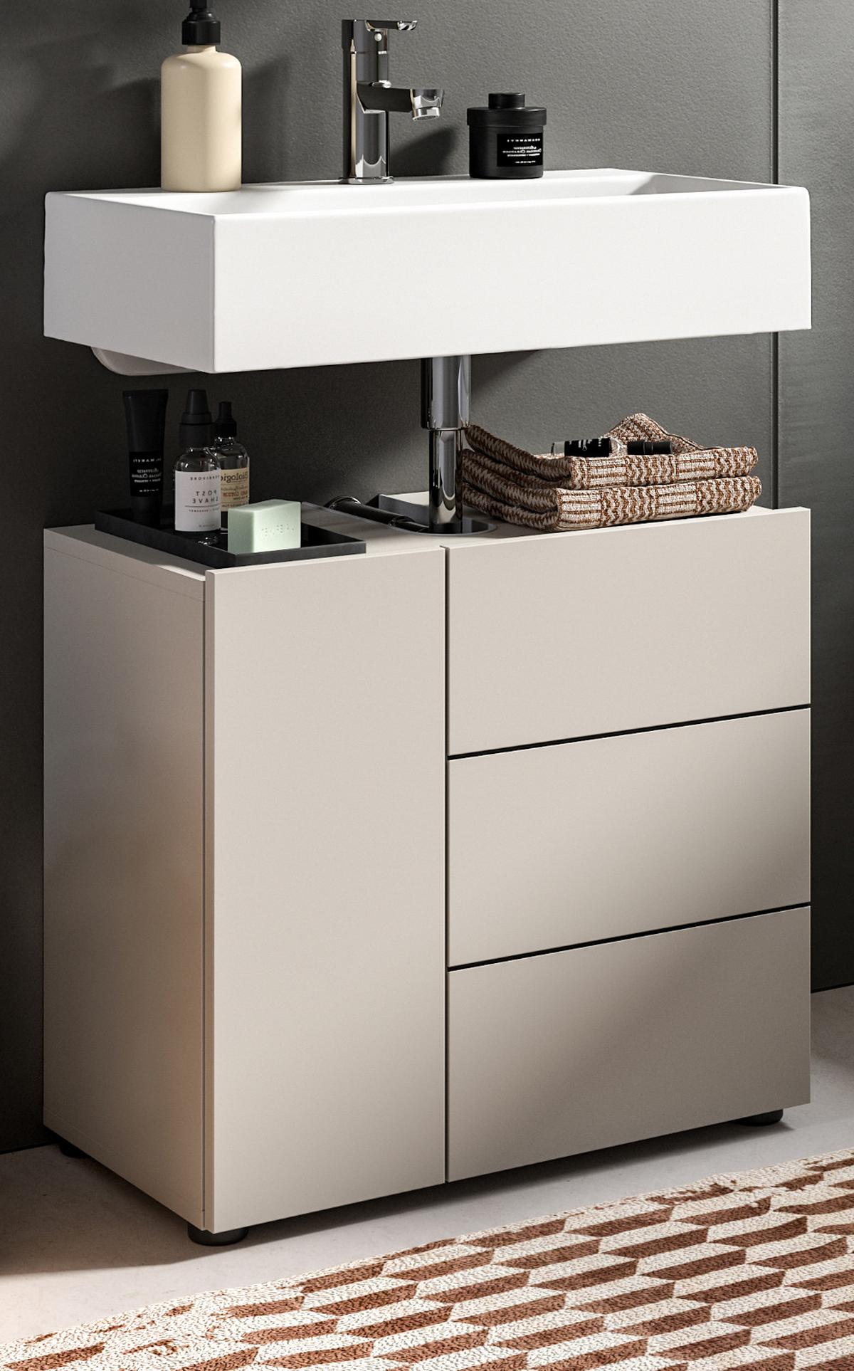 WASCHBECKENUNTERSCHRANK Kaschmir, Badezimmer Unterschrank 60 x 56 cm - Kaschmir/Schwarz, Holzwerkstoff/Kunststoff (60/56/34cm) - Inn.Furn